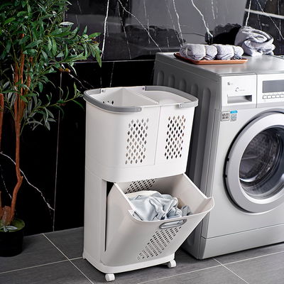 Canasto Organizador de Lavandería Premium - Doble Nivel con Ruedas