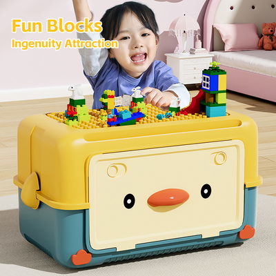 Caja Organizadora 2-en-1: Mesa de Bloques y Contenedor Multiusos