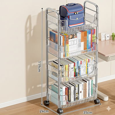 Carrito Organizador Multiuso Premium - 4 Niveles Transparente y Acero