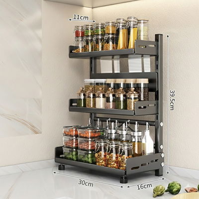 Especiero Multiusos de 3 Niveles 30 CM- Acero al Carbono Premium