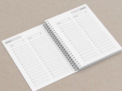 Agenda 2 días por página 2026 con horarios