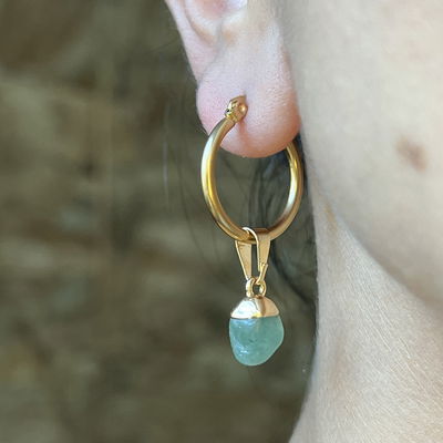 Aros acero rolados cuarzo verde 