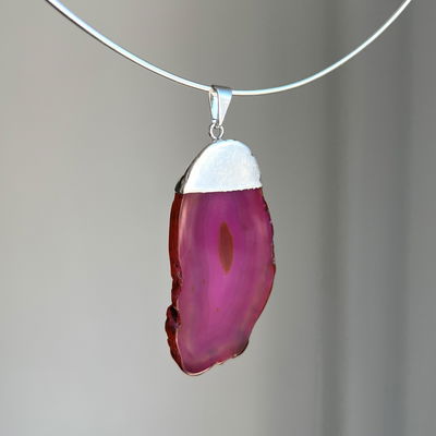 Chapa ágata fucsia baño de plata