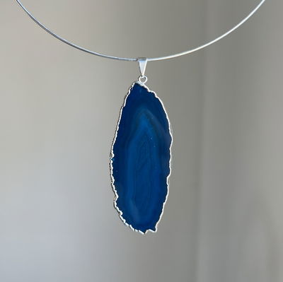 Chapa ágata azul baño de plata 