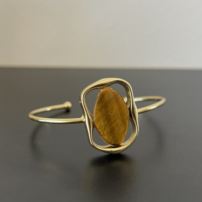 Pulsera rústica ojo de tigre dorada