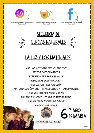 La luz y los materiales para 6º año