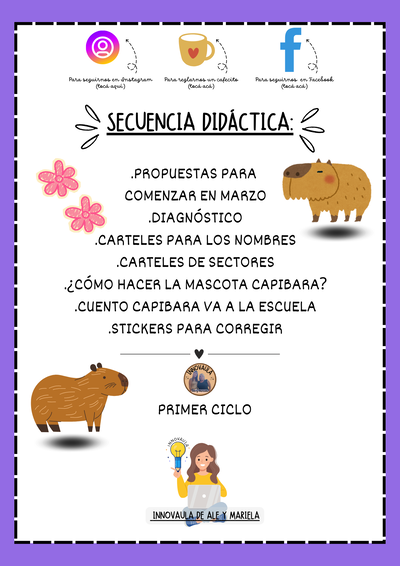 Secuencia Capibara de diagnóstico para Primer año VALOR PROMOCIONAL