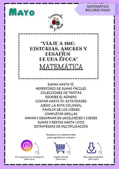 Secuencia Mayo Matemática Primer ciclo (relacionada con el 25 de mayo)