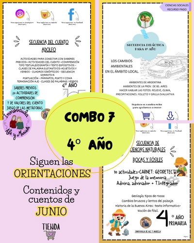 Combo 7 para 4º año(Adolfo, Los cambios ambientales, Rocas y fósiles 1)