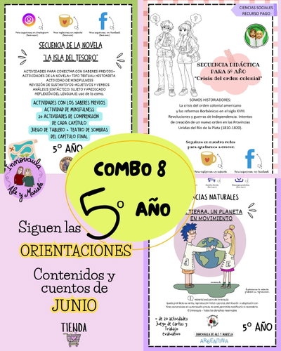 Combo 8 para 5º año (La Isla del Tesoro+La tierra en mov+Crisis del orden colonial)