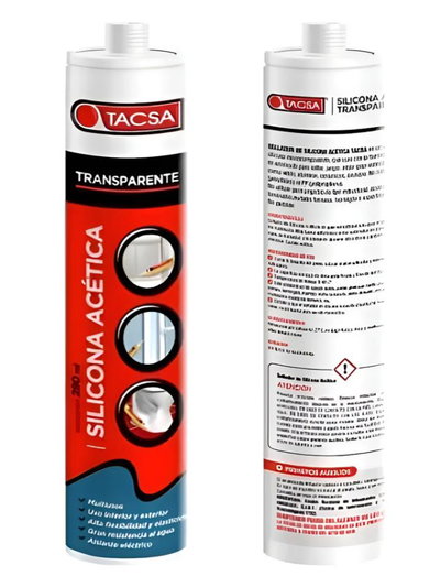 Sellador de Silicona acetica TACSA  280ML  Blanco/Transparente 