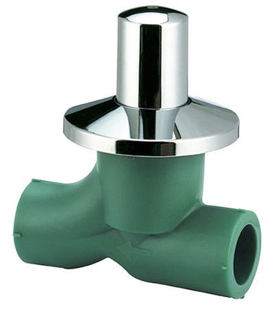 Llave de paso 20 mm / 25 mm con capuchón cromado Bronce Saniplast