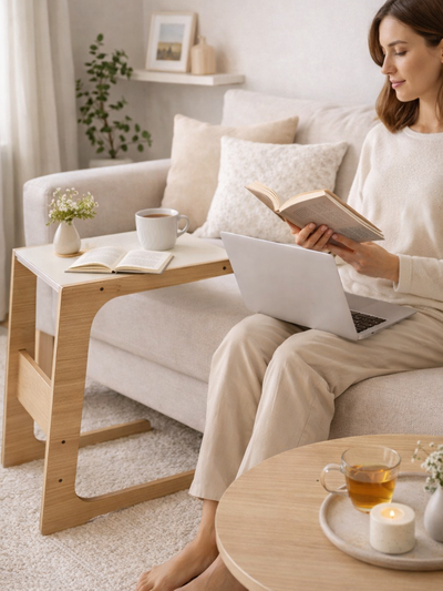 Mesa Auxiliar De Arrime De Diseño Para Sillon O Cama Nordica