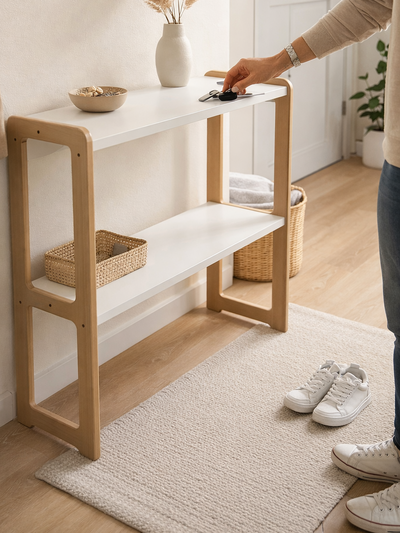 Mesa Recibidora De Arrime Auxiliar Nórdica De Diseño Blanco