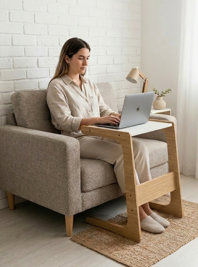 Mesa en C para sillón | Diseño nórdico que transforma tu espacio