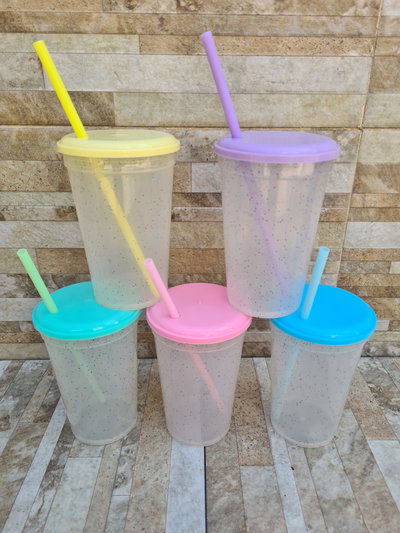 Vaso Tapa Plana - Glitter