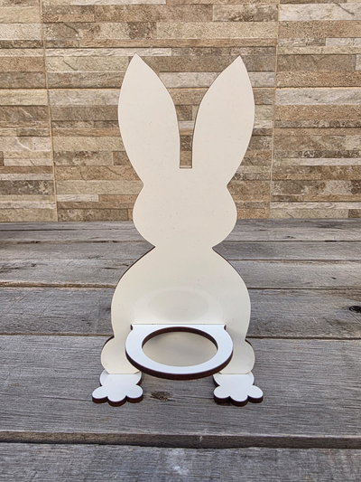 CONEJO KINDER con panza y patitas * Madera brillante 19cm