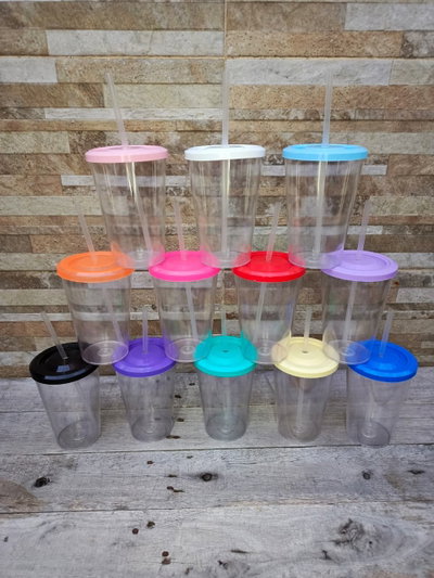 Vasos Plástico Cristal 500cc Tapa Plana
