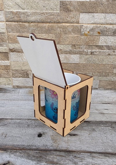 CAJA para TAZA en MADERA - tapa sublimable