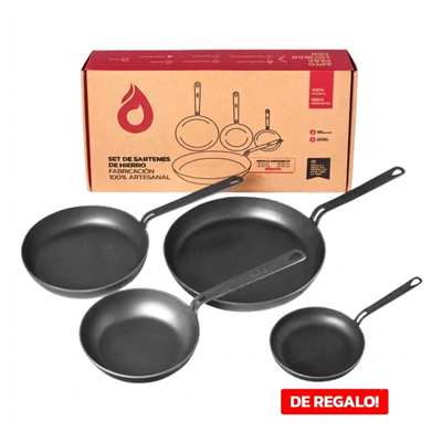 Combo Sartenes de Hierro N°20 + N°25 + N°30 | ¡Sartén N°15 de Regalo!
