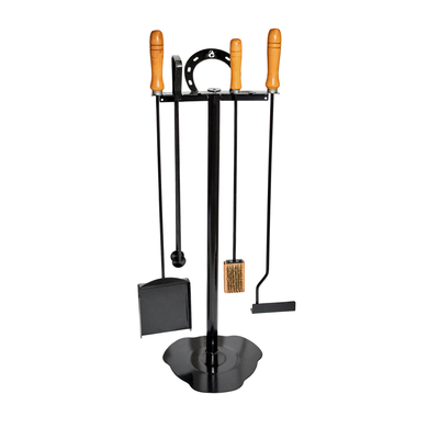 Kit Parrillero x4 con Soporte de Pie Negro