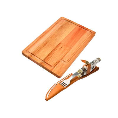 Juego doble a.inox chico hoja 12cm JDCI02 + Tabla 30x20