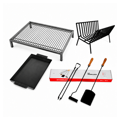COMBO Parrilla Modular Hierro + Plancha + Cuna + Kit x 3 de regalo