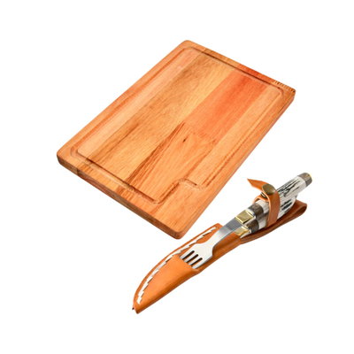 Juego doble a.inox chico hoja 12cm JDCI02 + Tabla 30x20