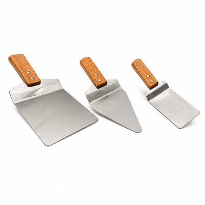 Kit Planchero | 3 Espátulas de Acero Inoxidable (Triangular de Regalo)