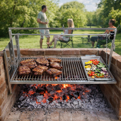 Parrilla Acero inoxidable Modular C/Sistema de Elevación