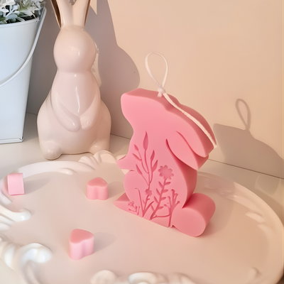 Molde silicona conejo con flores