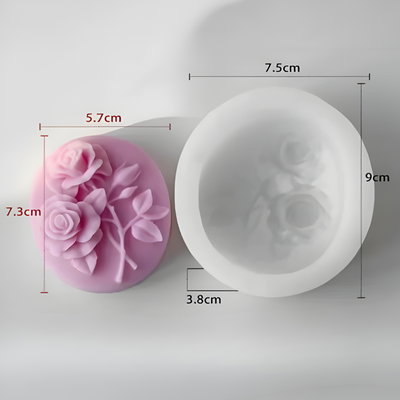 Molde silicona oval con diseño rosas para jabón