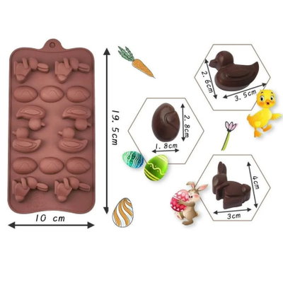 Molde silicona conejito y huevo de pascua 