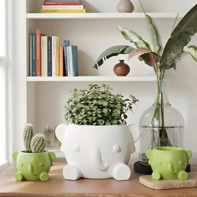 Molde silicona maceta elefante grande