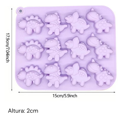 Molde silicona dinosaurio x12