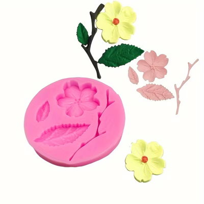 Molde silicona flor con rama