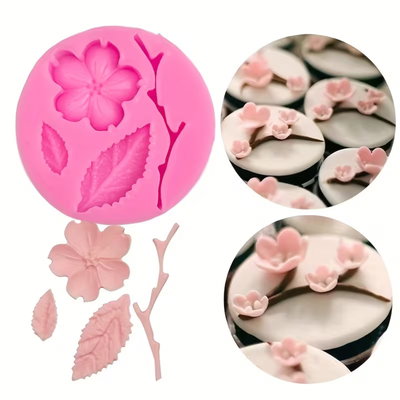 Molde silicona flor con rama