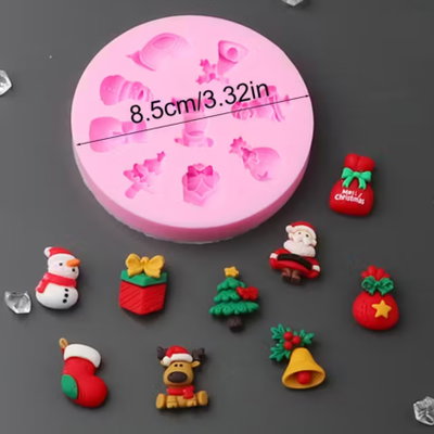 Molde silicona 9 diseños navidad