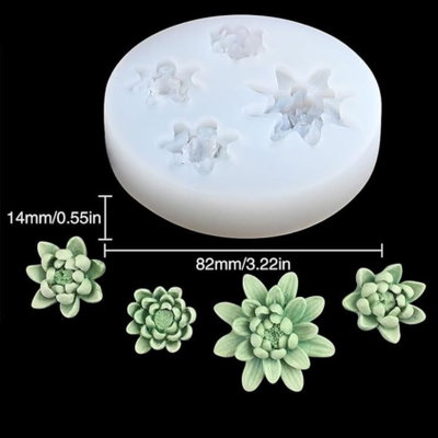 Molde silicona 4 mini cactus