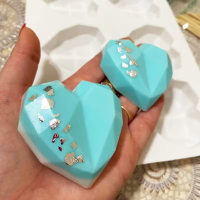 Molde silicona corazon diamante x6
