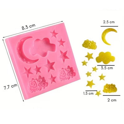 Molde silicona nubes y estrellas 