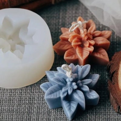Molde silicona hojas de acebo navidad 