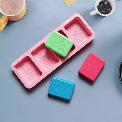 Molde silicona rectangulos con diseño para jabon 