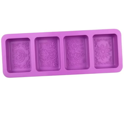Molde silicona rectangulos con diseño para jabon 