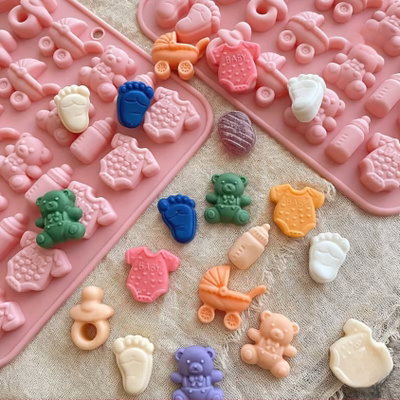 Molde silicona figuras baby shower 