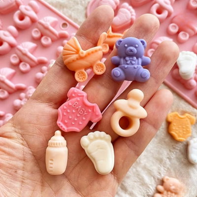Molde silicona figuras baby shower 