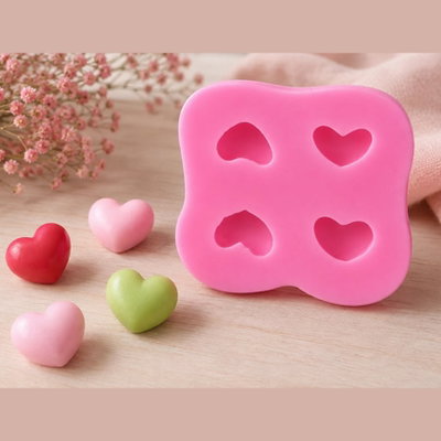 Molde silicona corazon x4