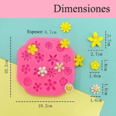 Molde silicona mini flores 