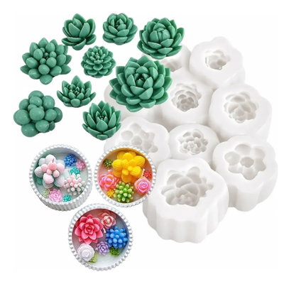 Molde silicona suculentas x9 
