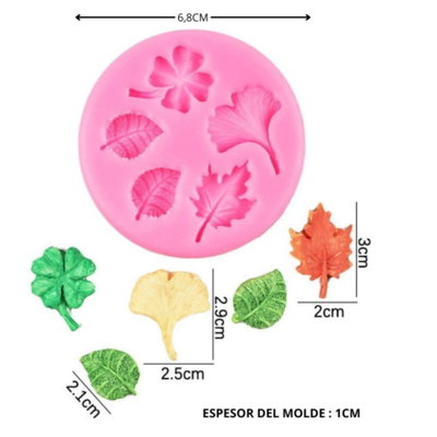 Molde silicona hojas varias